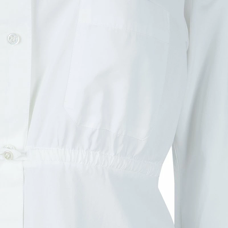 Hermes White Gathered Waist Long Sleeve Cotton Shirt L For Women 9 Hermes White Gathered Waist Long Sleeve Cotton Shirt L For Women - Image 7