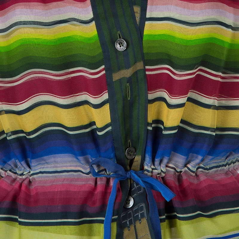 Hermes Multicolor Striped Sleeveless Silk Blouse S For Women 10 Hermes Multicolor Striped Sleeveless Silk Blouse S For Women - Image 8