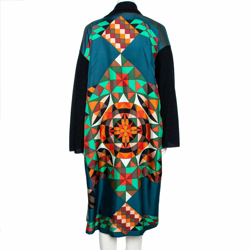 Hermes Multicolor Printed Silk & Knit Open Front Cardigan M For Women 5 Hermes Multicolor Printed Silk & Knit Open Front Cardigan M For Women - Image 3