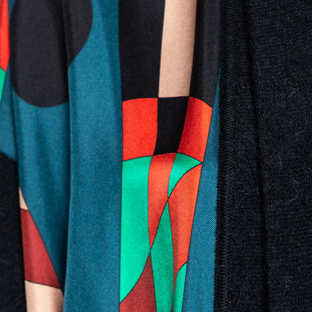 Hermes Multicolor Printed Silk & Knit Open Front Cardigan M For Women 6 Hermes Multicolor Printed Silk & Knit Open Front Cardigan M For Women - Image 4