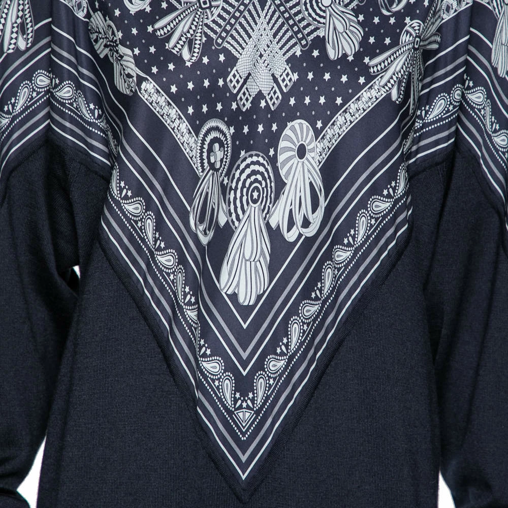 Hermes Blue Bandana Print Silk And Knit Dress M For Women 6 Hermes Blue Bandana Print Silk And Knit Dress M For Women - Image 4