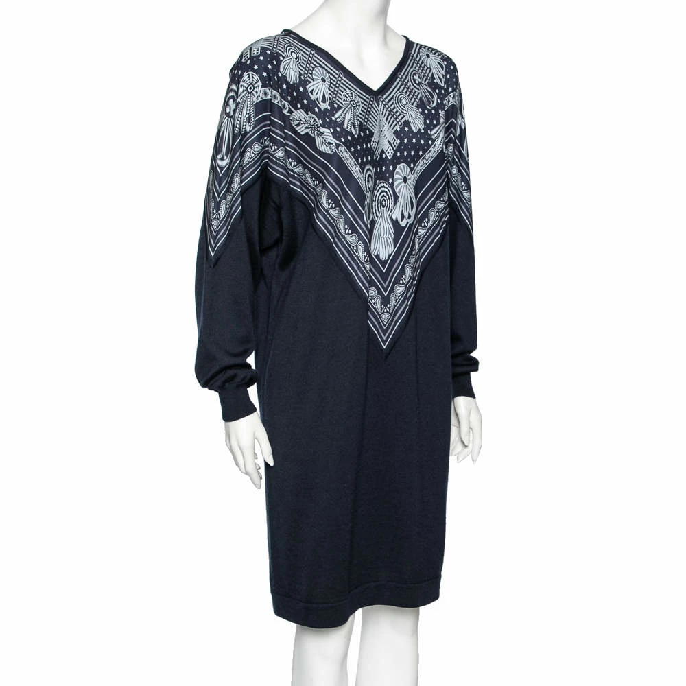Hermes Blue Bandana Print Silk And Knit Dress M For Women 4 Hermes Blue Bandana Print Silk And Knit Dress M For Women - Image 2
