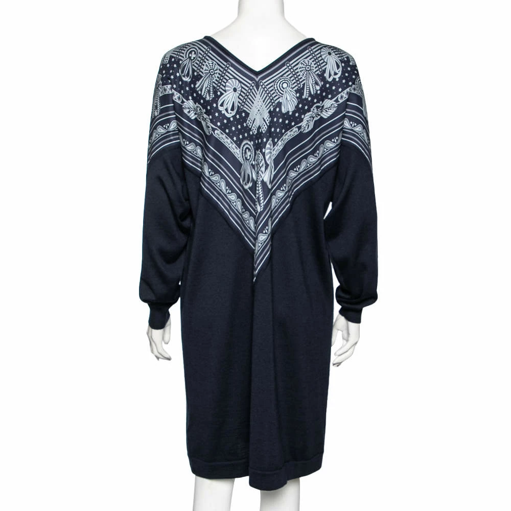 Hermes Blue Bandana Print Silk And Knit Dress M For Women 5 Hermes Blue Bandana Print Silk And Knit Dress M For Women - Image 3