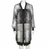 Hermes Grey Printed Silk & Wool Trimmed Button Front Long Cardigan M For Women -Deals Hermes Store luxury women hermes used clothes p610482 001