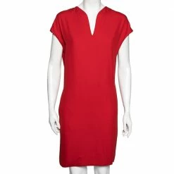 Hermes Red Silk Blend Shift Dress M For Women
