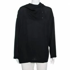 Hermes Black Silk Hooded Oversized Top S For Women