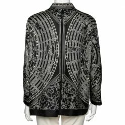 Hermes Black Zodiac Printed Silk Long Sleeve Shirt L For Women -Deals Hermes Store luxury women hermes used clothes p614185 003
