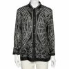 Hermes Black Zodiac Printed Silk Long Sleeve Shirt L For Women