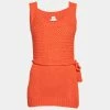 Hermes Orange Cotton Knit Sleeveless Belted Mini Dress S For Women -Deals Hermes Store luxury women hermes used clothes p629530 001
