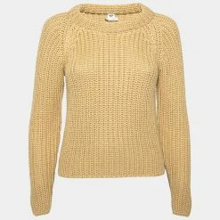 Hermes Beige Chunky Knit Long Sleeve Sweater S For Women