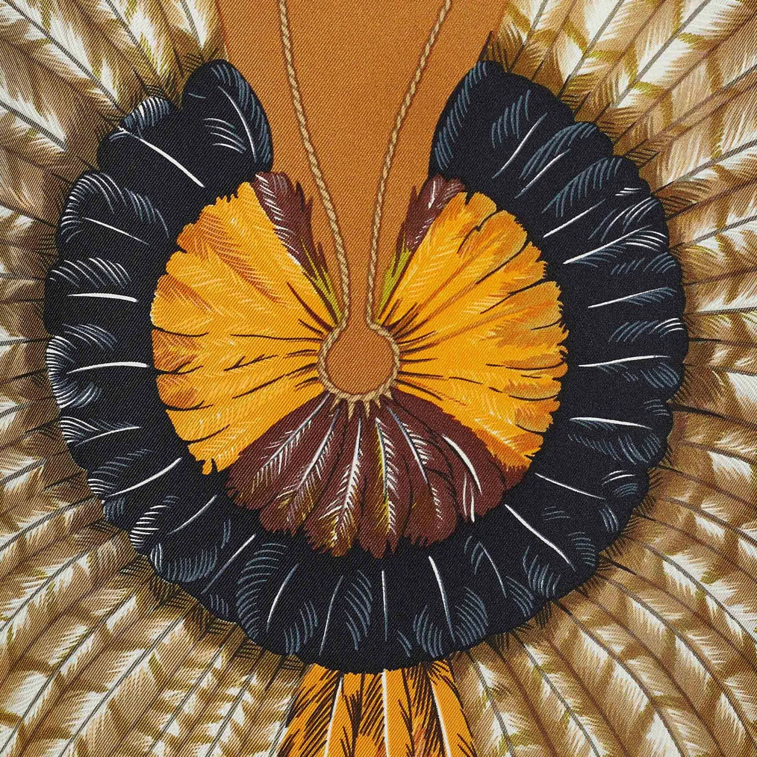 Hermes Brown Printed Silk Twill & Alpaca Knit Long Sleeve Dress S For Women 5 Hermes Brown Printed Silk Twill & Alpaca Knit Long Sleeve Dress S For Women - Image 3