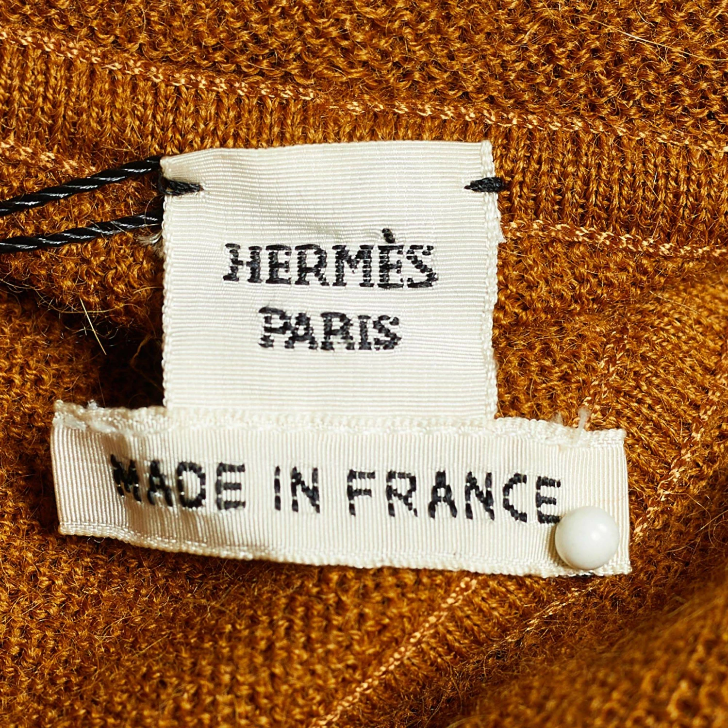 Hermes Brown Printed Silk Twill & Alpaca Knit Long Sleeve Dress S For Women 6 Hermes Brown Printed Silk Twill & Alpaca Knit Long Sleeve Dress S For Women - Image 4