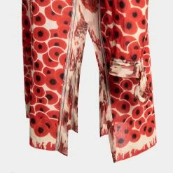 Hermes Red Printed Cotton & Silk V-Neck Tunic M For Women 13 Hermes Red Printed Cotton & Silk V-Neck Tunic M For Women -Deals Hermes Store luxury women hermes used clothes p646000 005