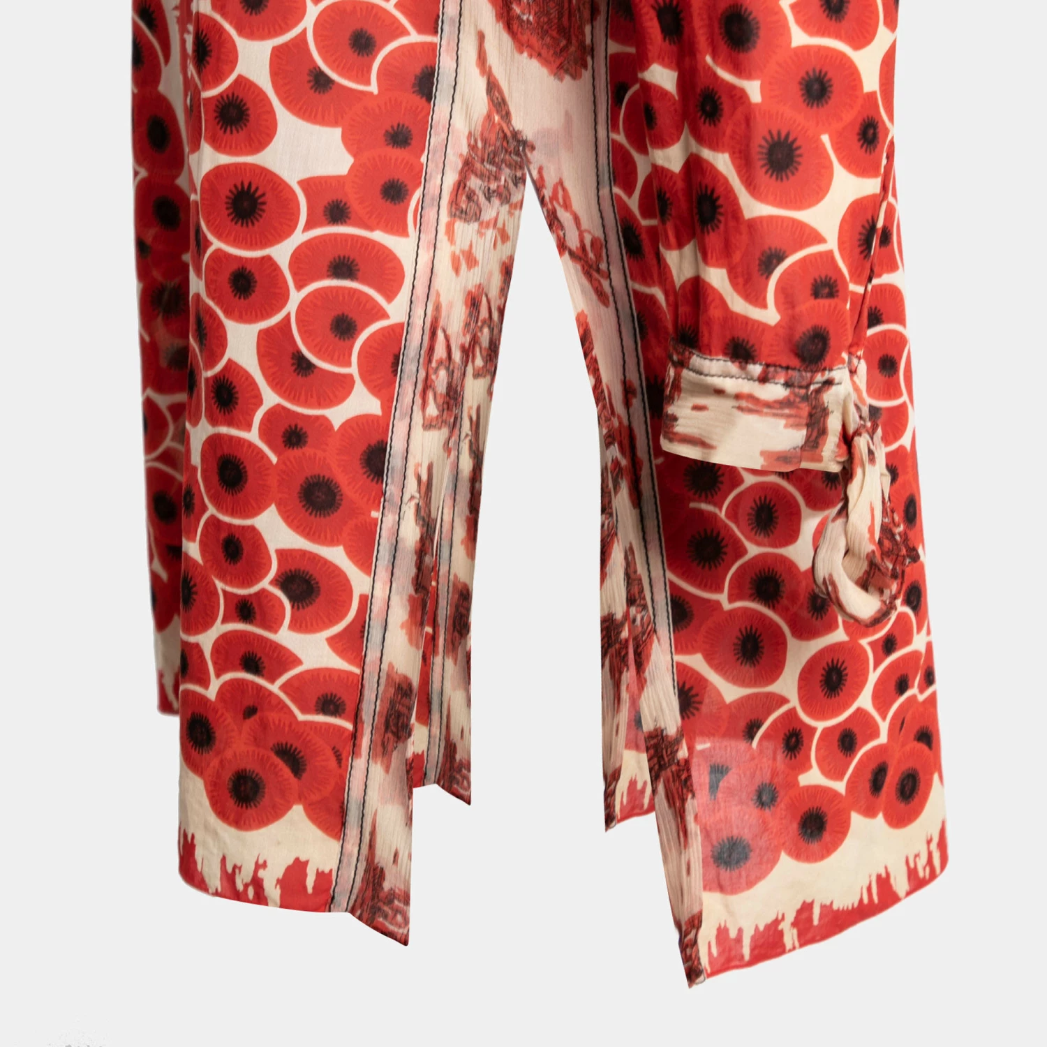 Hermes Red Printed Cotton & Silk V-Neck Tunic M For Women 7 Hermes Red Printed Cotton & Silk V-Neck Tunic M For Women - Image 5