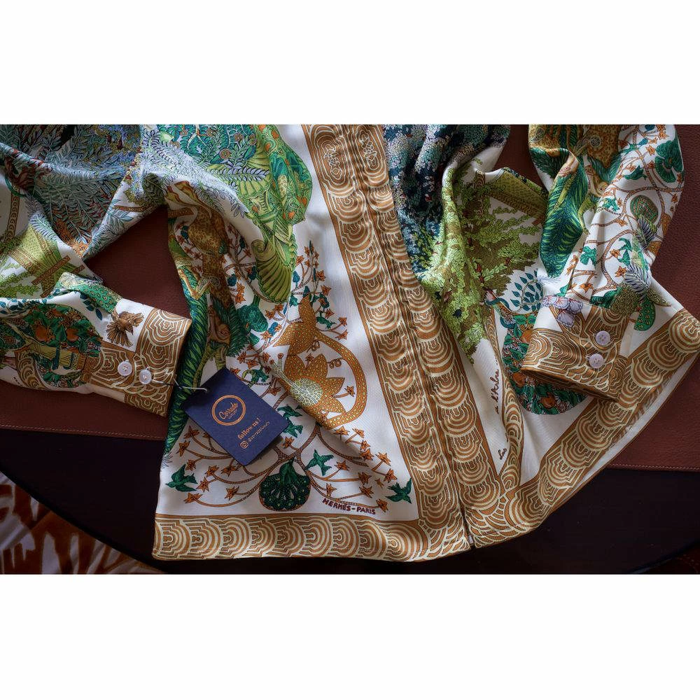 Hermes Multicolor Vintage Silk Shirt FR 42 For Women 15 Hermes Multicolor Vintage Silk Shirt FR 42 For Women - Image 13