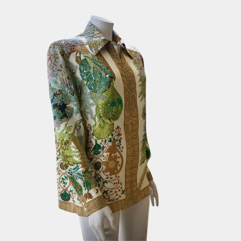 Hermes Multicolor Vintage Silk Shirt FR 42 For Women 5 Hermes Multicolor Vintage Silk Shirt FR 42 For Women - Image 3