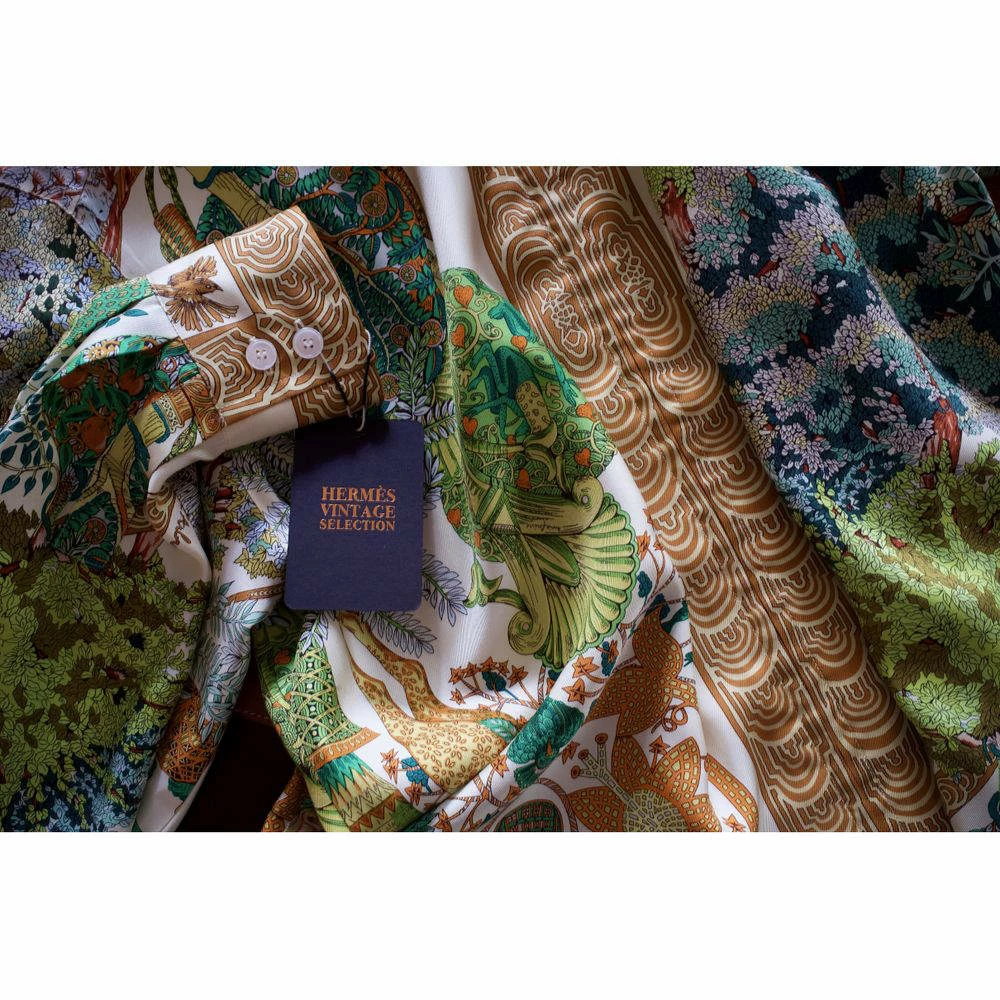 Hermes Multicolor Vintage Silk Shirt FR 42 For Women 19 Hermes Multicolor Vintage Silk Shirt FR 42 For Women - Image 17