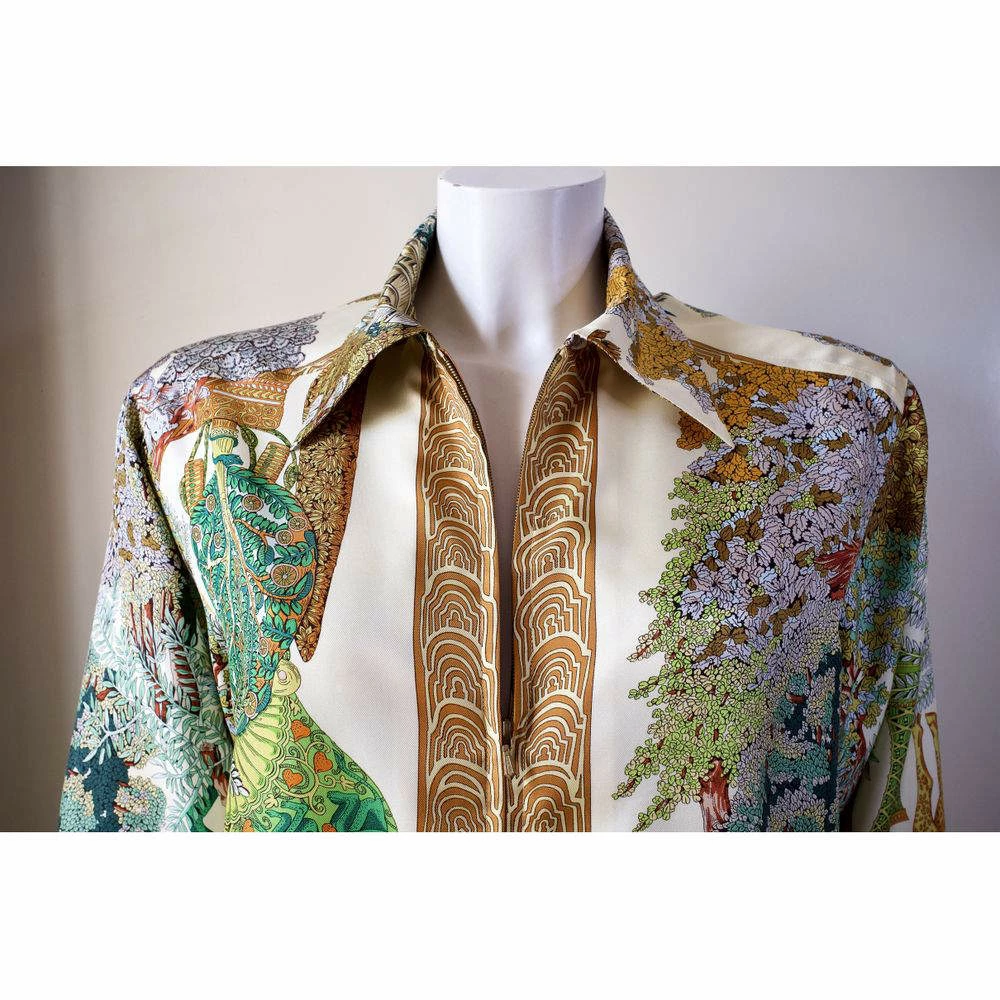 Hermes Multicolor Vintage Silk Shirt FR 42 For Women 11 Hermes Multicolor Vintage Silk Shirt FR 42 For Women - Image 9