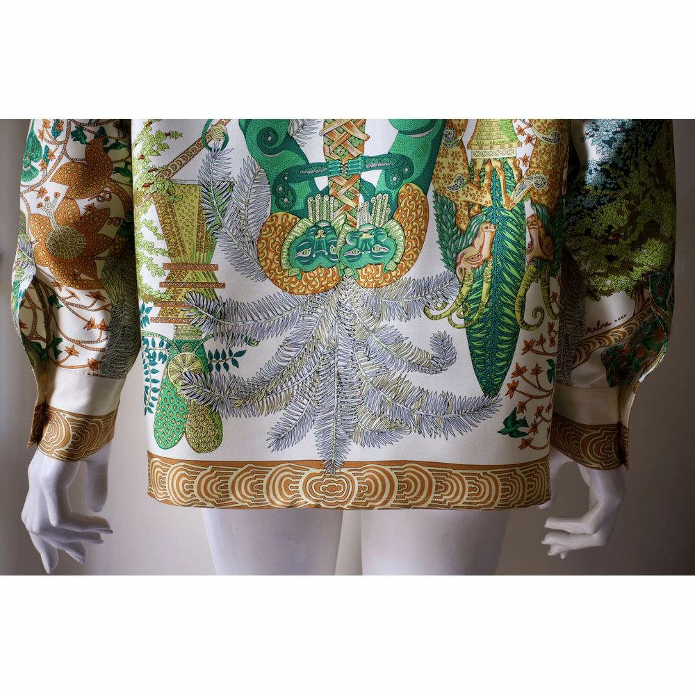Hermes Multicolor Vintage Silk Shirt FR 42 For Women 8 Hermes Multicolor Vintage Silk Shirt FR 42 For Women - Image 6