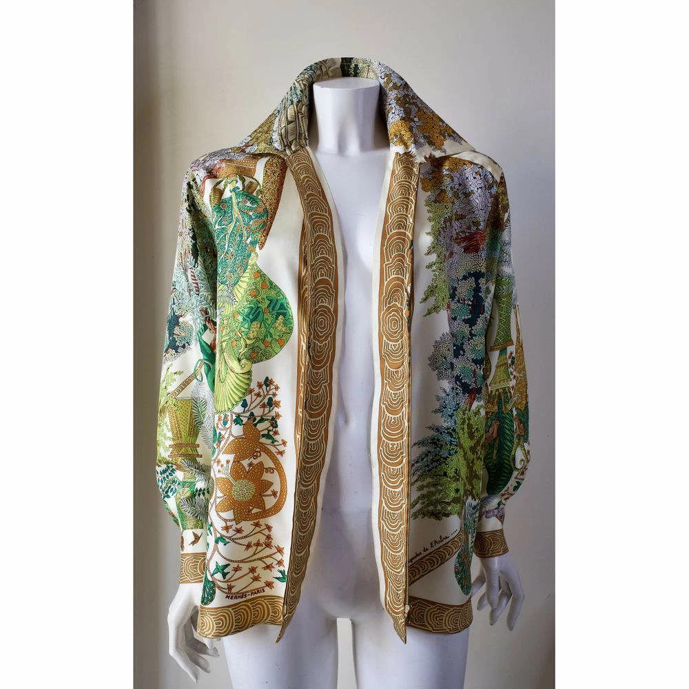 Hermes Multicolor Vintage Silk Shirt FR 42 For Women 10 Hermes Multicolor Vintage Silk Shirt FR 42 For Women - Image 8