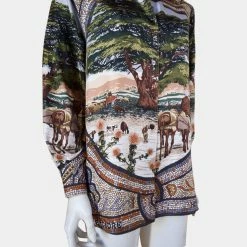 Hermes Multicolor Camicia In Seta Shirt Size Tg 38 For Women -Deals Hermes Store luxury women hermes used clothes p667722 001