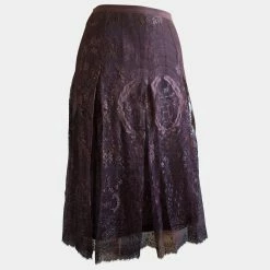 Hermes Brown Gonna Inpizzo Skirt Size Tg.40 FR For Women