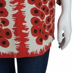 Hermes Red Printed Cotton Long Sleeve Tunic M For Women -Deals Hermes Store luxury women hermes used clothes p67652 006