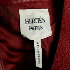 Hermes Burgundy Leather Strap Detail Jacket L For Women -Deals Hermes Store luxury women hermes used clothes p679876 004