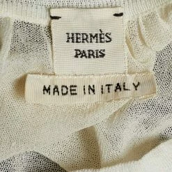Hermes Ivory Cotton Knit Sheer Polo Top S For Women -Deals Hermes Store luxury women hermes used clothes p682260 1659437832 003