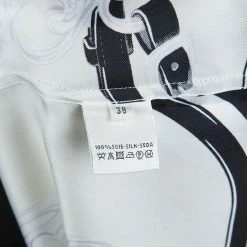 Hermes Monochrome Printed Silk Long Sleeved Button Down Shirt M For Women -Deals Hermes Store luxury women hermes used clothes p68324 006