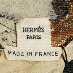 Hermes Beige Ballerina Jacquard Silk Long Sleeve Blouse S For Women -Deals Hermes Store luxury women hermes used clothes p684332 004