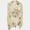 Hermes Beige Ballerina Jacquard Silk Long Sleeve Blouse S For Women