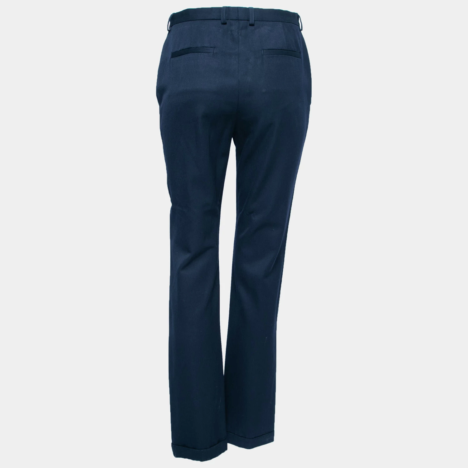 Hermes Navy Blue Wool Straight Leg Trousers M Waist 30" For Women 4 Hermes Navy Blue Wool Straight Leg Trousers M Waist 30" For Women - Image 2