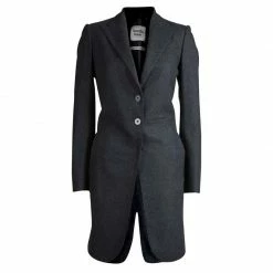 Hermes Grey Wool Overcoat S For Women