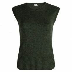 Hermes Olive Green Cashmere Sleeveless Sweater Vest S For Women