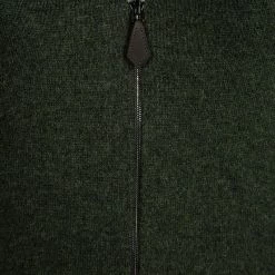 Hermes Olive Green Cashmere Zip Front Cardigan S For Women -Deals Hermes Store luxury women hermes used clothes p87052 004