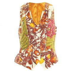 Hermes Multiprint Silk Sleeveless Waistcoat M For Women