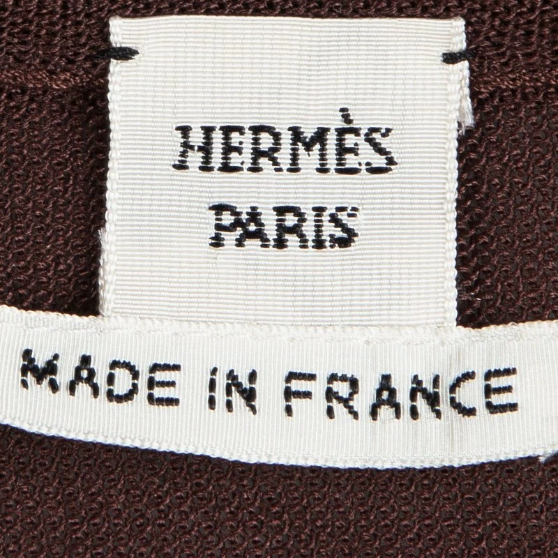 Hermes Brown Printed Silk Ribbed Trim Cardigan S For Women 7 Hermes Brown Printed Silk Ribbed Trim Cardigan S For Women - Image 5