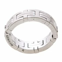 Hermes Kilim H Motif 18k White Gold Band Ring Size 51 For Women -Deals Hermes Store luxury women hermes used fine jewelry p144590 0004