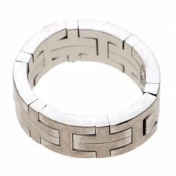 Hermes Kilim H Motif 18k White Gold Band Ring Size 51 For Women -Deals Hermes Store luxury women hermes used fine jewelry p144590 0005