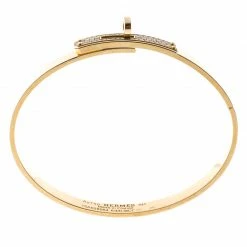 Hermes Kelly Small Model Diamond Yellow Gold Bangle Bracelet SH For Women -Deals Hermes Store luxury women hermes used fine jewelry p150774 0004