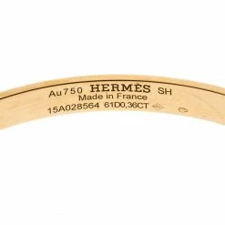 Hermes Kelly Small Model Diamond Yellow Gold Bangle Bracelet SH For Women -Deals Hermes Store luxury women hermes used fine jewelry p150774 0006