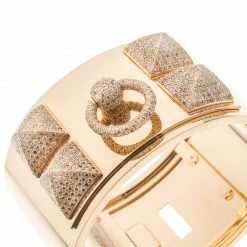 Hermes Hermès Collier De Chien Diamond 18k Rose Gold Large Cuff Bracelet For Women -Deals Hermes Store luxury women hermes used fine jewelry p159778 0003