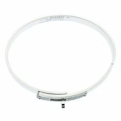 Hermes Kelly Diamond & 18k White Gold Small Narrow Bracelet For Women -Deals Hermes Store luxury women hermes used fine jewelry p180455 006