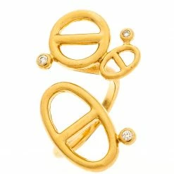 Hermes Chaîne D'Ancre Diamond 18k Yellow Gold Open Ring Size 54 For Women -Deals Hermes Store luxury women hermes used fine jewelry p197399 005