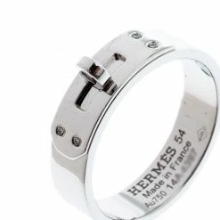 Hermes Kelly Diamond 18k White Gold Band Ring Size 54 For Women -Deals Hermes Store luxury women hermes used fine jewelry p208517 004