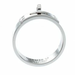Hermes Kelly Diamond 18k White Gold Band Ring Size 54 For Women -Deals Hermes Store luxury women hermes used fine jewelry p208517 006