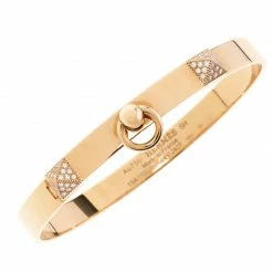 Hermes Hermès Collier De Chien Diamond 18K Rose Gold Bracelet SH For Women -Deals Hermes Store luxury women hermes used fine jewelry p224420 001