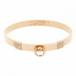 Hermes Hermès Collier De Chien Diamond 18K Rose Gold Bracelet SH For Women