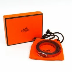 Hermes Hapi II Orange Chamonix Leather Palladium Bracelet For Women -Deals Hermes Store luxury women hermes used fine jewelry p228545 004